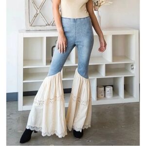 Oli & Hali Blue and Cream Flare Jeans
